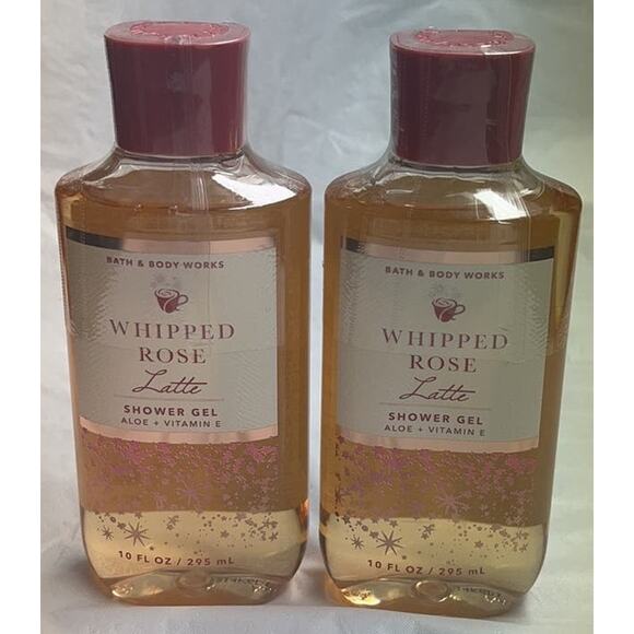 2 x Bath & Body Works WHIPPED ROSE LATTE Aloe & Vitamin E shower gel - Lot of 2 - Picture 2 of 6